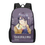 Mai Sakurajima 3D Printing School Bag for Boys Girls Kids