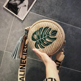 Round Rattan Straw Shoulder Bag Bohemia Beach Circle Bag