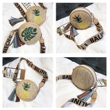 Round Rattan Straw Shoulder Bag Bohemia Beach Circle Bag