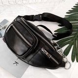 Women Waist Bag Casual PU Leather Chain Bananka Bag Zipper Chest Waist Bags