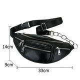 Women Waist Bag Casual PU Leather Chain Bananka Bag Zipper Chest Waist Bags