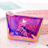 Makeup Bag Smooth Surface Letter Cosmetic Bag Purse Women Handbag
