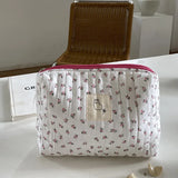 Quilted Makeup Bag Floral Toiletry Case Beauty Pouch