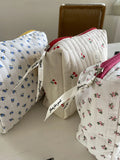 Quilted Makeup Bag Floral Toiletry Case Beauty Pouch
