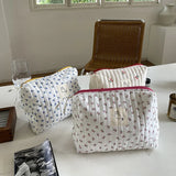 Quilted Makeup Bag Floral Toiletry Case Beauty Pouch