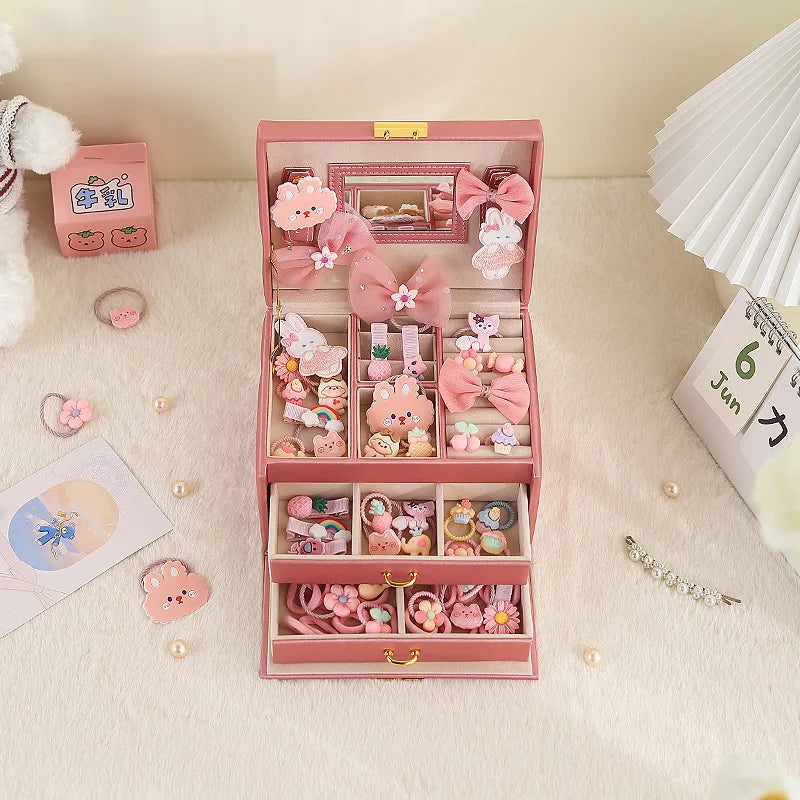 Children's Makeup Storage Box Pink Girl Bracelet Large Capacity