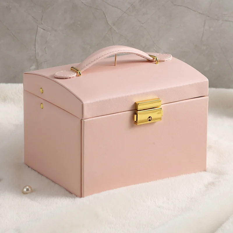 Makeup Case PU Leather Cosmetic Box Portable Jewelry Storage Box