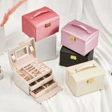 Makeup Case PU Leather Cosmetic Box Portable Jewelry Storage Box