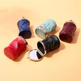 Retro Leather Mini Makeup Bag with Mirror