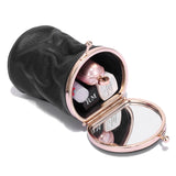 Retro Leather Mini Makeup Bag with Mirror