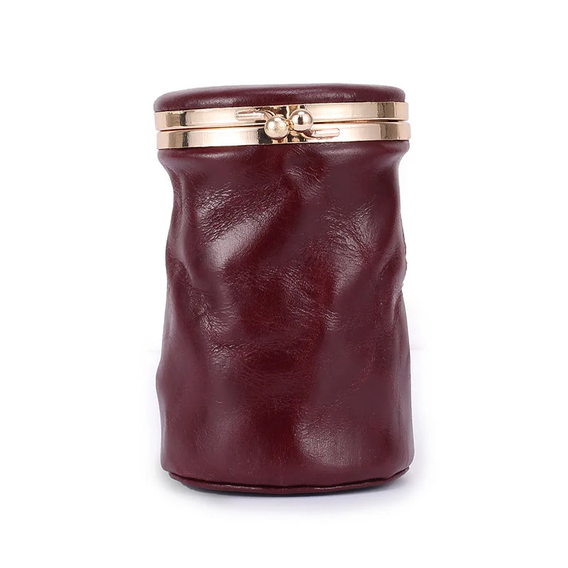 Retro Leather Mini Makeup Bag with Mirror