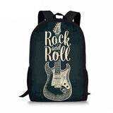 Rock and Roll Music Printing School Backpack for Boys Girls