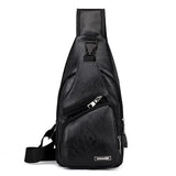 Men's Crossbody Phone USB Charging Bag Leather Shoulder Anti-theft Travel Pack