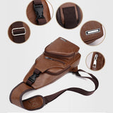 Men's Crossbody Phone USB Charging Bag Leather Shoulder Anti-theft Travel Pack