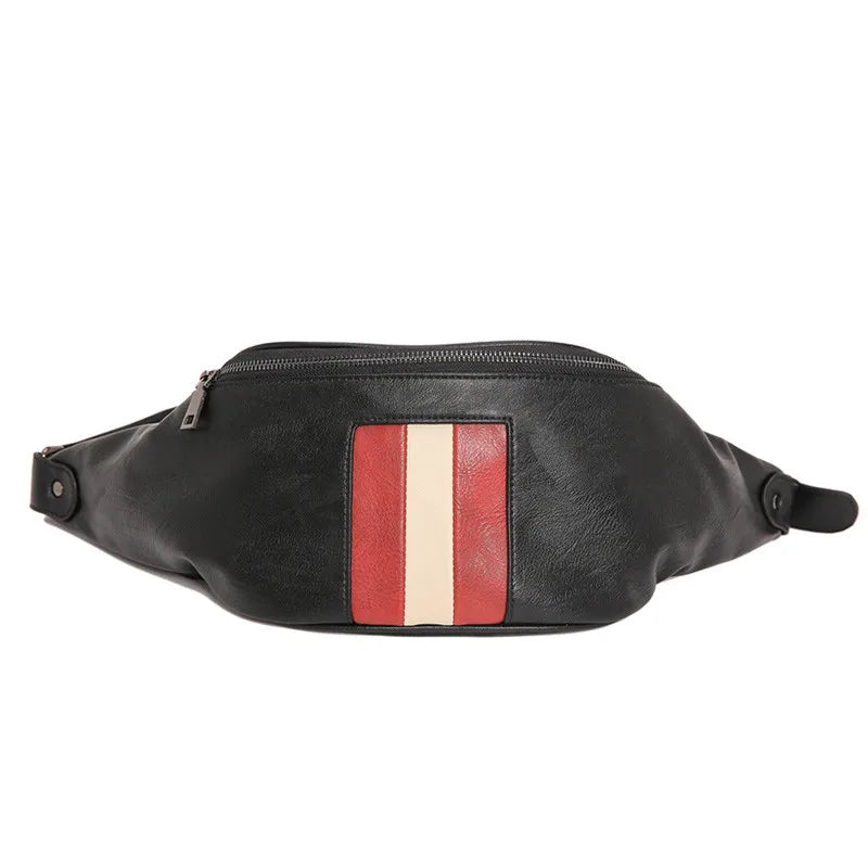 Men's Leather Hip Bag High Capacity Waist Chest Pack Pouch