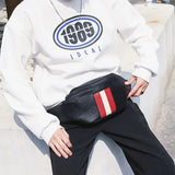 Men's Leather Hip Bag High Capacity Waist Chest Pack Pouch