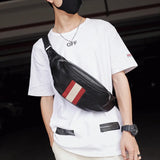 Men's Leather Hip Bag High Capacity Waist Chest Pack Pouch
