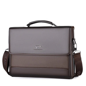 Men's Leather Tote Briefcase Business Shoulder Bag Laptop Organizer