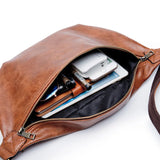 Men Waist Pack Thick PU Leather Belt Bag Waist Pack Purse Bags