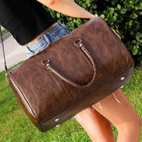 Men Leather Travel Bag Large Duffle Shoulder Bag