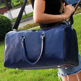 Men's Large Leather Travel Duffle Bag with Shoe Compartment