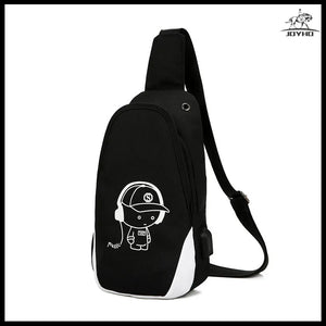 Luminous One Shoulder Bag USB Crossbody Strap Anti Theft Chest Bag