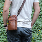 Men's Leather Phone Pouch Shoulder Bag Casual Waist Travel Crossbody