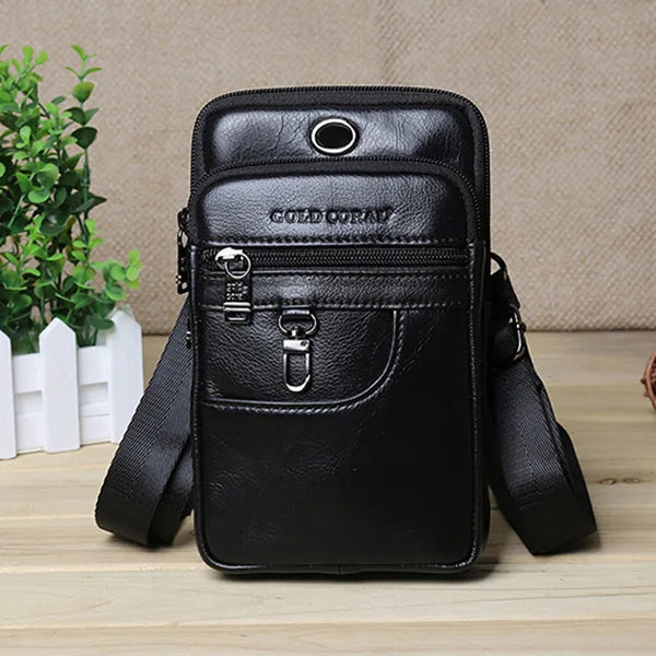 Men's Leather Phone Pouch Shoulder Bag Casual Waist Travel Crossbody