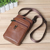 Men's Leather Phone Pouch Shoulder Bag Casual Waist Travel Crossbody