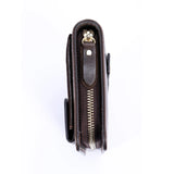 Men's Leather Zipper Clutch Long Wallet with Handle