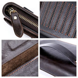 Men's Leather Zipper Clutch Long Wallet with Handle