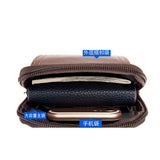 Men's Retro Cowhide Leather 5.5 Inch Waist Bag Phone Pockets Belt Bag