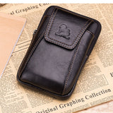 Men's Retro Cowhide Leather 5.5 Inch Waist Bag Phone Pockets Belt Bag