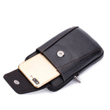 Men's Retro Cowhide Leather 5.5 Inch Waist Bag Phone Pockets Belt Bag