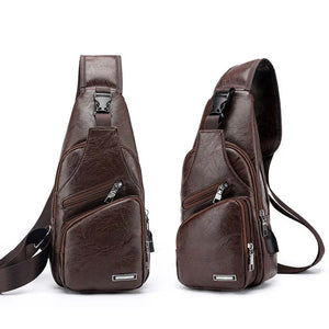 Men's Shoulder Bag USB Charging Crossbody Anti Theft Chest Waist Pack
