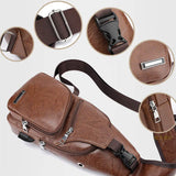 Men's Shoulder Bag USB Charging Crossbody Anti Theft Chest Waist Pack