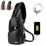Men's Shoulder Bag USB Charging Crossbody Anti Theft Chest Waist Pack