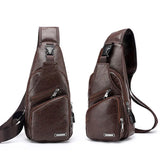 Men's Shoulder Bag USB Charging Crossbody Anti Theft Chest Waist Pack