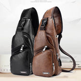 Men's Shoulder Bag USB Charging Crossbody Anti Theft Chest Waist Pack