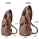 Men's Shoulder Bag USB Charging Crossbody Anti Theft Chest Waist Pack