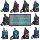 Men's Luminous Crossbody Shoulder Bag Large Capacity School Chest Pack