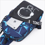 Men's Luminous Crossbody Shoulder Bag Large Capacity School Chest Pack