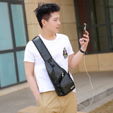 Men's Crossbody Chest Bag USB Charging Anti-Theft Vintage Travel Pack