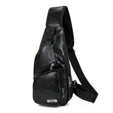 Men's Crossbody Chest Bag USB Charging Anti-Theft Vintage Travel Pack