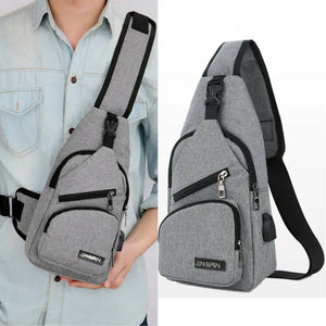 Men Shoulder Bags USB Charging Crossbody Bags Anti Theft Chest Bag