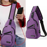 Men Shoulder Bags USB Charging Crossbody Bags Anti Theft Chest Bag