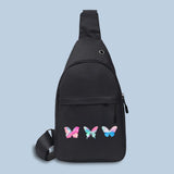Men's Canvas Waist Pack Butterfly Print Crossbody Sling Bag