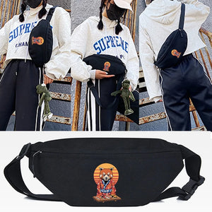 Male Women Waist Bag Civet Cat Print Chest Bag Casual Crossbody Bag