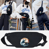 Men Women Waist Bags Angry Waves Printing Chest Pack Crossbody Bag