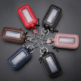 Cowhide Double Zipper Key Case Large Capacity Waist Padlock Key Case